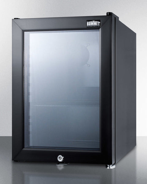 Accucold Compact commercial beverage center with glass door, lock, and black cabinet (Model SCR114LLHD)