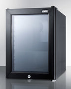 Accucold Compact commercial beverage center with glass door, lock, and black cabinet (Model SCR114L)