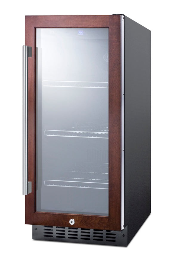 Accucold 15" Wide Built-in Undercounter Glass Door Beverage Cooler with Panel-ready Door Trim (Model SCR1536BGPNRLHD)