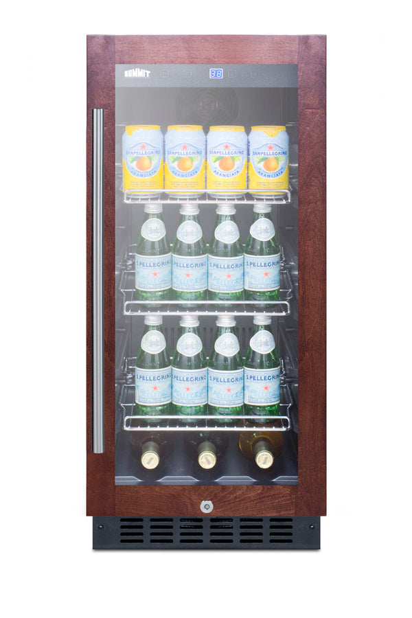 Accucold 15" Wide Built-in Undercounter Glass Door Beverage Cooler with Panel-ready Door Trim (Model SCR1536BGPNRLHD)