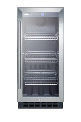 15" wide built-in undercounter glass door beverage cooler for home or commercial use, with digital controls, lock, LED l