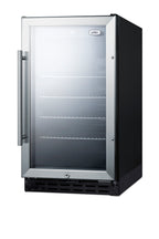 Accucold 18" wide ADA compliant glass door refrigerator for built-in or freestanding use, with digital controls, lock, and LED li, ADA (Model SCR1841BADALHD)