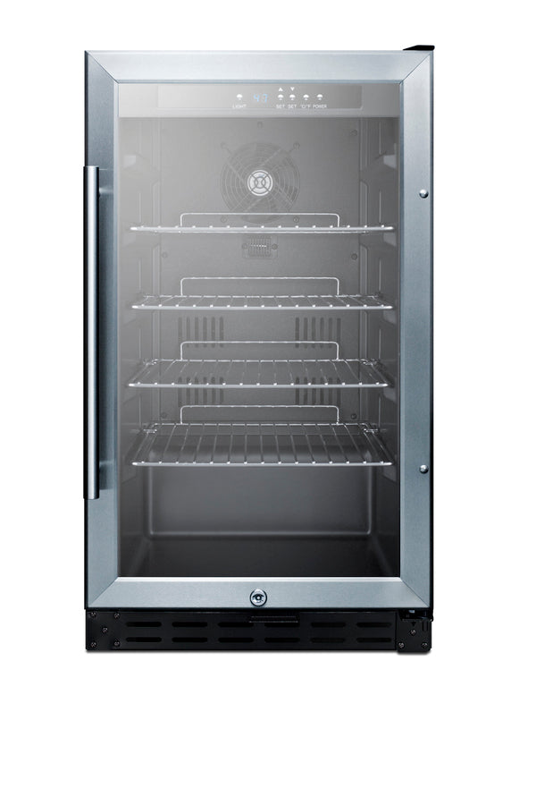 Accucold 18" wide ADA compliant glass door refrigerator for built-in or freestanding use, with digital controls, lock, and LED li, ADA (Model SCR1841BADALHD)