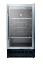 18" Wide Built-in Undercounter Glass Door All-refrigerator with a Stainless Steel Wrapped Cabinet and Lock (Model SCR184