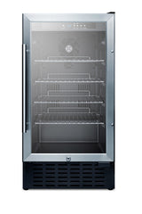 18" Wide Built-in Undercounter Glass Door All-refrigerator with a Stainless Steel Wrapped Cabinet and Lock (Model SCR184