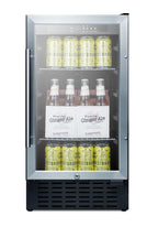 18" Wide Built-in Undercounter Glass Door All-refrigerator with a Stainless Steel Wrapped Cabinet and Lock (Model SCR184