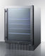 Built-in undercounter beverage refrigerator with seamless trimmed glass door, digital controls, lock, and stainless stee