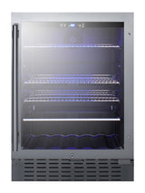 Built-in undercounter beverage refrigerator with seamless trimmed glass door, digital controls, lock, and stainless stee (Model SCR2466BCSS) - Front
