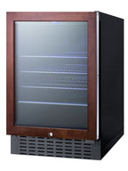 Accucold Built-in undercounter beverage refrigerator with panel-ready glass door, digital controls, lock, and black cabinet (Model SCR2466BPNR)