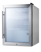 Accucold Commercially approved countertop beverage cooler with glass door, stainless steel cabinet, front lock, and digital therm (Model SCR314LCSSLHD)