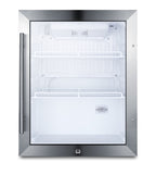 Accucold Commercially approved countertop beverage cooler with glass door, stainless steel cabinet, front lock, and digital therm (Model SCR314LCSSLHD)