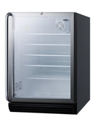 Accucold Commercially listed ADA compliant built-in undercounter beverage center with black – SCR600BGLBISHADA - Angle