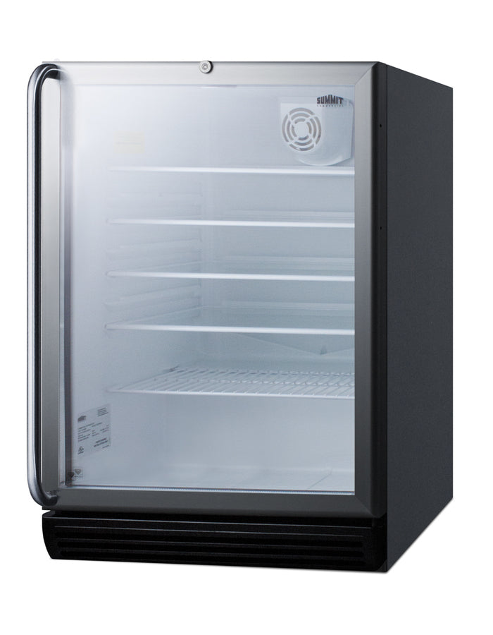 Accucold Commercially listed ADA compliant built-in undercounter beverage center with black – SCR600BGLBISHADA - Angle