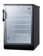 Accucold Commercially approved Nutrition Center series glass door all-refrigerator, Left Hinge, ADA – SCR600BGLBINZADALHD - Angle