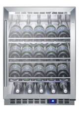 Accucold Commercial outdoor built-in undercounter wine cellar with champagne style shelving (Model SCR611GLOSCHLHD)