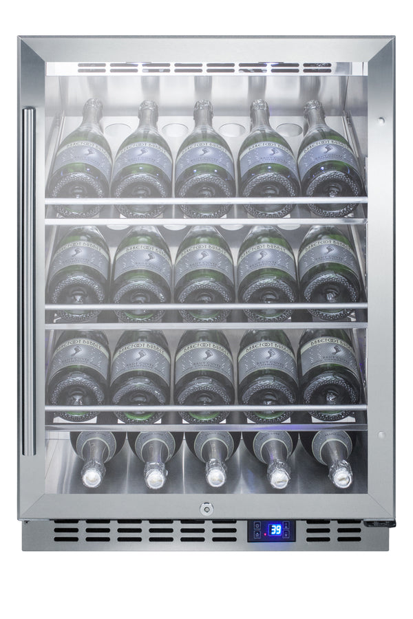 Accucold Commercial outdoor built-in undercounter wine cellar with champagne style shelving (Model SCR611GLOSCHLHD)