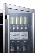 Outdoor built-in undercounter commercial glass door beverage center with stainless steel interior and exterior cabinet (