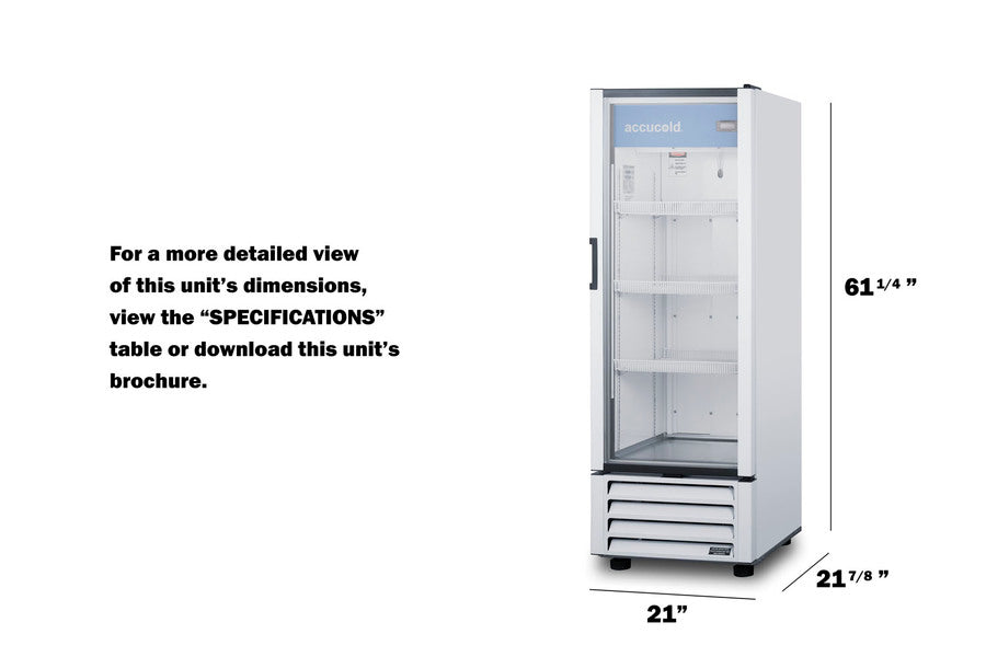 21" Wide Upright Glass Door Commercial Beverage Center