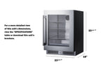 Shallow 18" deep 24" wide undercounter beverage center (Model SDHG2443) - Dimensional