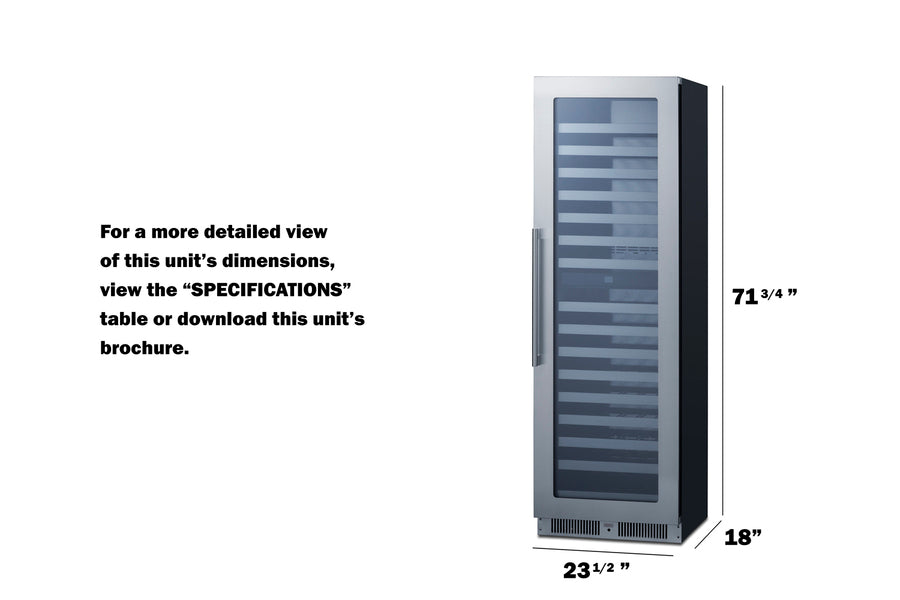 Full-size built-in 24" wide 18" deep 98-bottle dual zone wine cellar (Model SDHWC98)