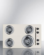 30" wide 220V electric coil cooktop in bisque porcelain finish