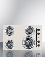 30" wide 220V electric coil cooktop in bisque porcelain finish