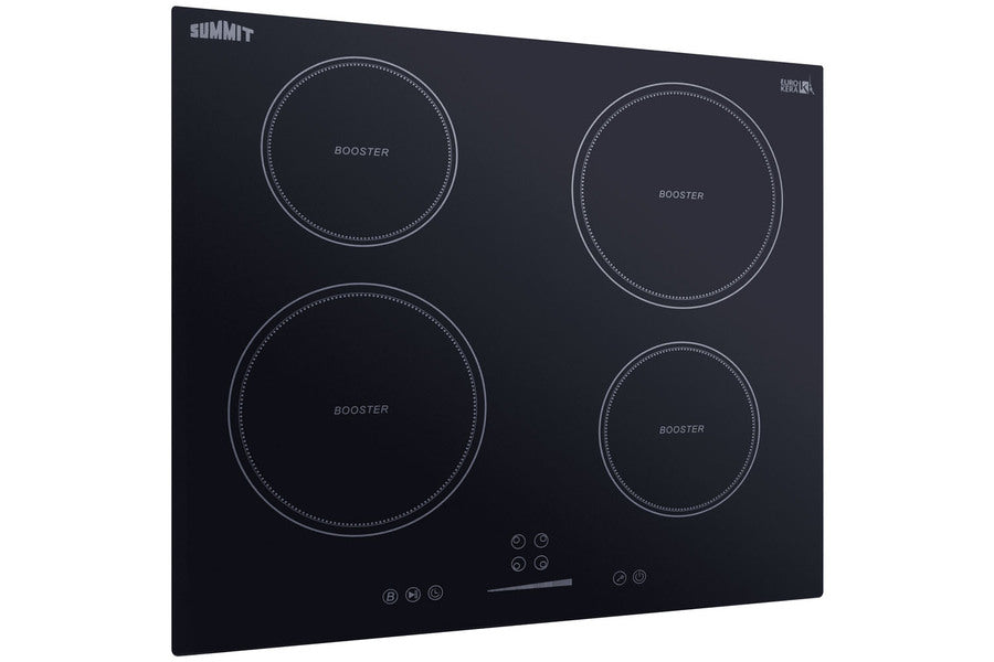 24" 230V 4-burner induction cooktop in black - Angle
