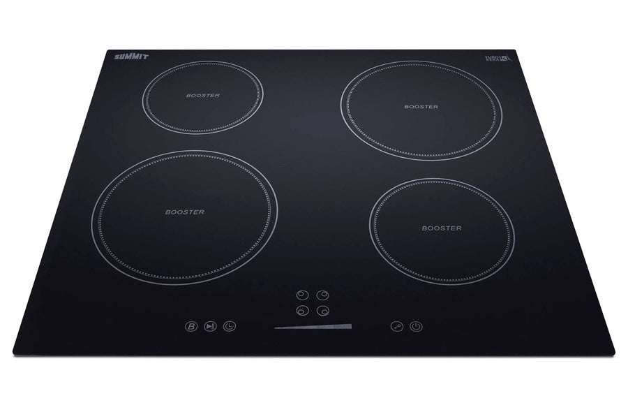 24" 230V 4-burner induction cooktop in black - Angle