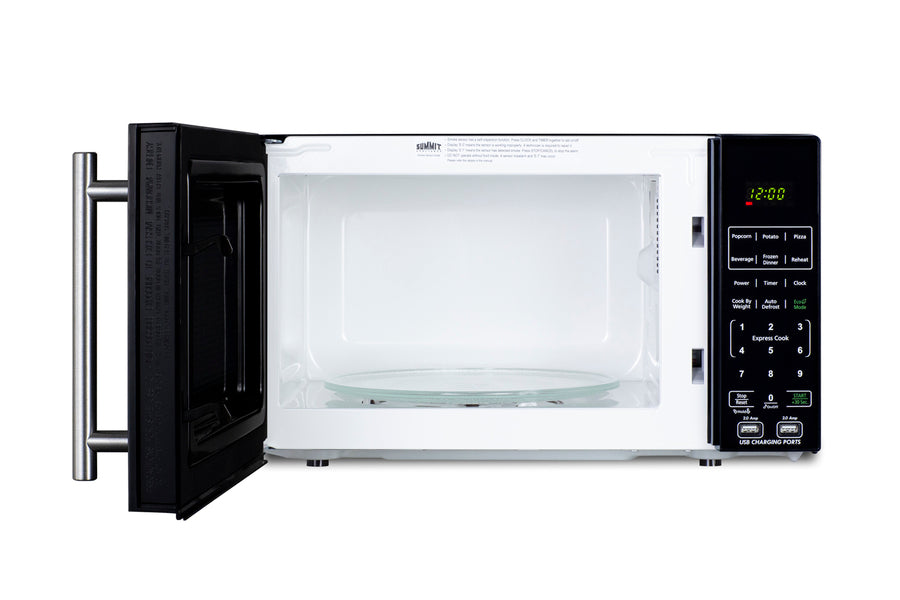 Accucold Countertop microwave in black with USB ports, built-in allocator – SM903BSA1 - Open