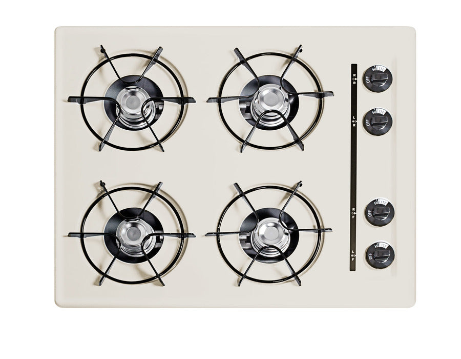Accucold 24" Wide Open Burner Gas Cooktop in Bisque with Battery Start Ignition