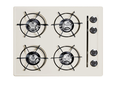 Accucold 24" Wide Open Burner Gas Cooktop in Bisque with Battery Start Ignition