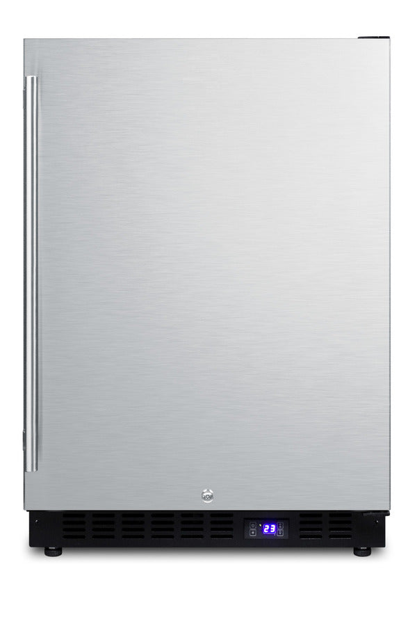 Accucold Frost-free outdoor all-freezer in complete stainless steel, with digital thermostat, LED lighting, and lock; built-in or (Model SPFF51OSCSSIMLHD)