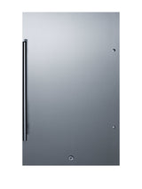 Accucold Outdoor shallow depth all-refrigerator in a 19" W x 17.25" D footprint, with stainless steel exterior and lock (Model SPR196OSCSSLHD)