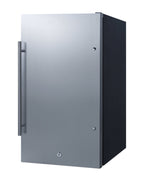 Outdoor shallow depth all-refrigerator in a 19" W x 17.25" D footprint, with stainless steel door and lock (Model SPR196