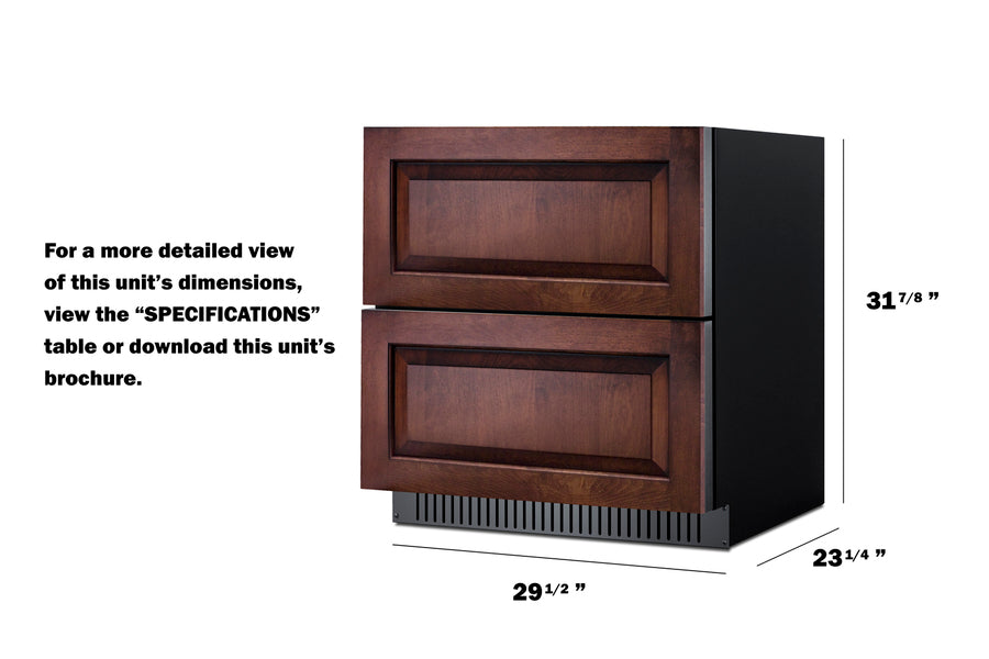 30" wide built-in undercounter ADA height 2-drawer outdoor all-refrigerator, ADA (Model SPR3032DPNRADA)
