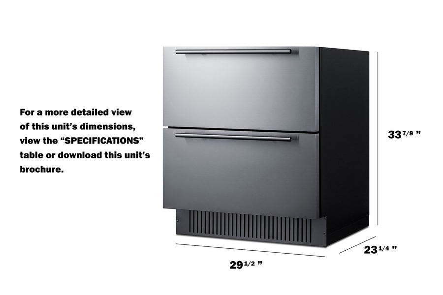 30" Wide Built-in Undercounter 2-drawer Outdoor All-refrigerator (Model SPR3032D)