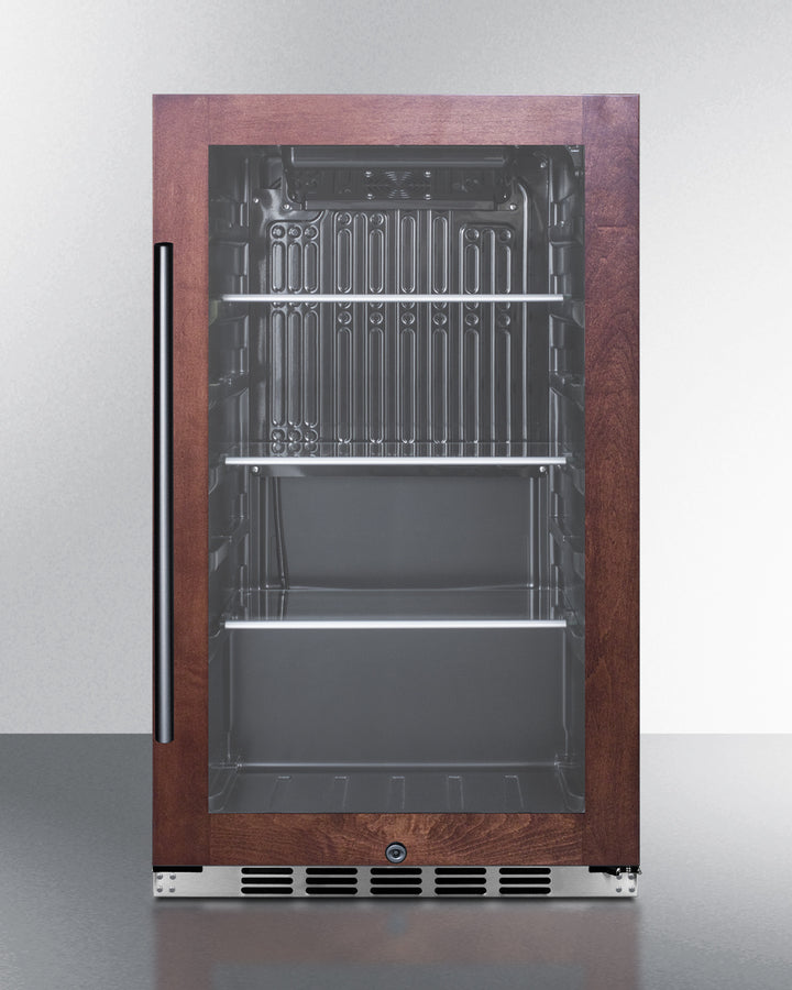 19" Wide Shallow Depth indoor/outdoor Beverage Center with Panel-ready Glass Door and Black Interior (Model SPR488BOSCSS