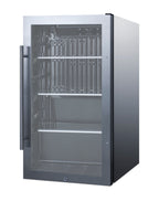 19" Wide Shallow Depth indoor/outdoor Beverage Center with Glass Door and Black Interior (Model SPR488BOSCSS)