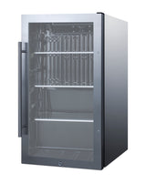 19" Wide Shallow Depth indoor/outdoor Beverage Center with Glass Door and Black Interior (Model SPR488BOSCSS)