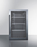 19" Wide Shallow Depth indoor/outdoor Beverage Center with Glass Door and Black Interior (Model SPR488BOS)