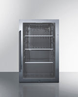19" Wide Shallow Depth indoor/outdoor Beverage Center with Glass Door and Black Interior (Model SPR488BOS)