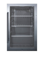 Accucold 19" wide shallow depth ADA compliant indoor/outdoor beverage center with glass door and black interior, ADA (Model SPR488BOSADALHD)