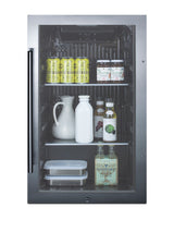 19" Wide Shallow Depth indoor/outdoor Beverage Center with Glass Door and Black Interior (Model SPR488BOS)