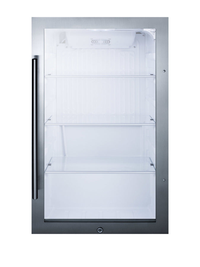 19" wide shallow depth ADA compliant indoor/outdoor beverage center with glass door and white interior, ADA (Model SPR489OSADA) - Front