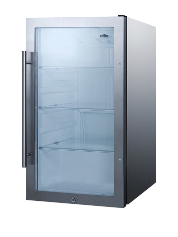19" Wide Shallow Depth indoor/outdoor Beverage Center with Glass Door and White Interior (Model SPR489OSCSS)