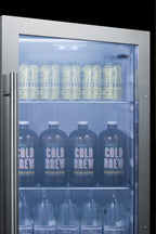 19" Wide Shallow Depth indoor/outdoor Beverage Center with Glass Door and White Interior (Model SPR489OSCSS)