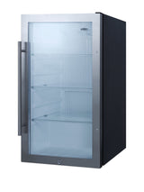 Accucold 19" Wide Shallow Depth indoor/outdoor Beverage Center with Glass Door and White Interior (Model SPR489OSLHD)