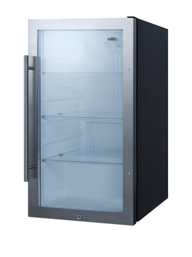 Accucold 19" Wide Shallow Depth indoor/outdoor Beverage Center with Glass Door and White Interior (Model SPR489OSLHD)