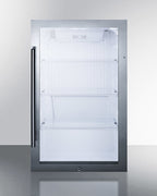 19" Wide Shallow Depth indoor/outdoor Beverage Center with Glass Door and White Interior (Model SPR489OS)
