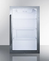 19" Wide Shallow Depth indoor/outdoor Beverage Center with Glass Door and White Interior (Model SPR489OS)